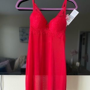 Marilyn Monroe Red Lace Padded Chemise Baby Doll and G String Small (NWT)